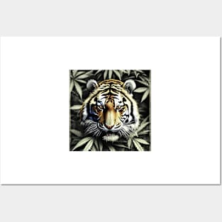 Tiger Screen Wildlife Canine Cannabis Posters and Art